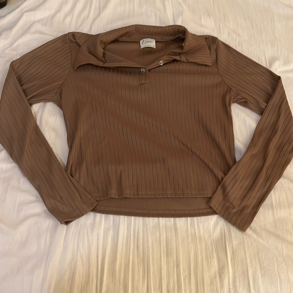 Brown Long-sleeve Top